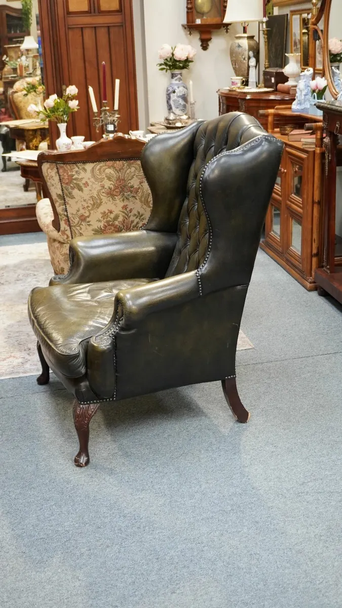 📌Original English Leather Wingback Armchair - Image 3