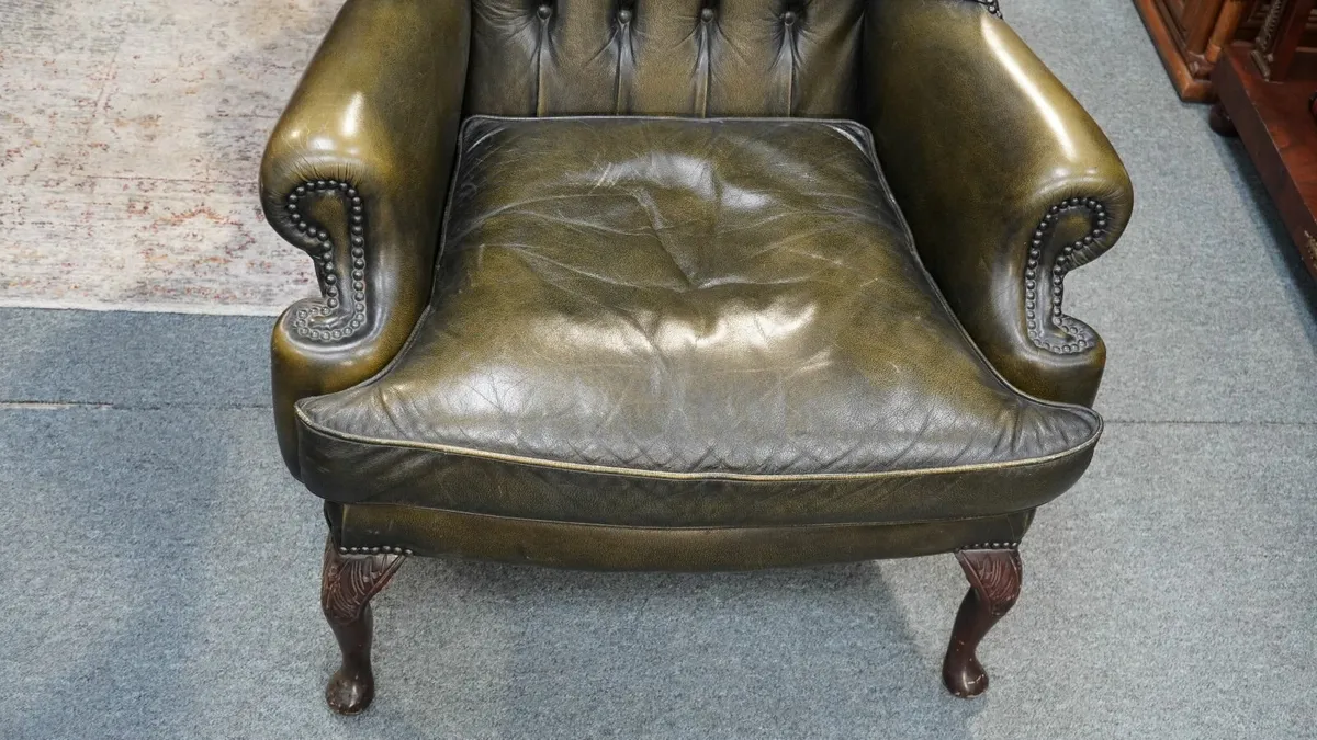📌Original English Leather Wingback Armchair - Image 4