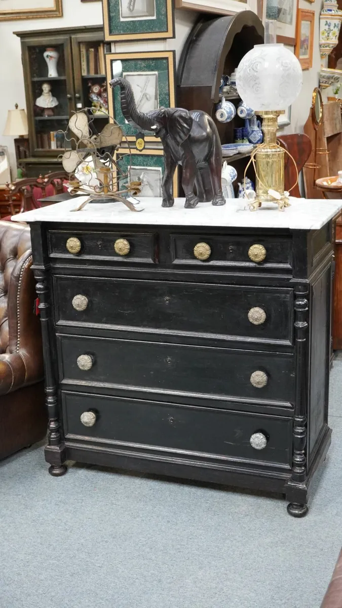 📌Antique Spanish Chest of Drawers with Marble Top - Image 2