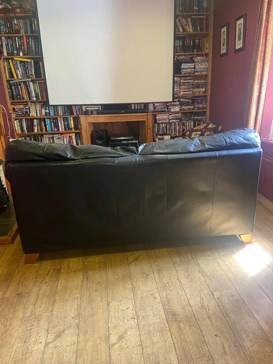 Sofa black leather - Image 2