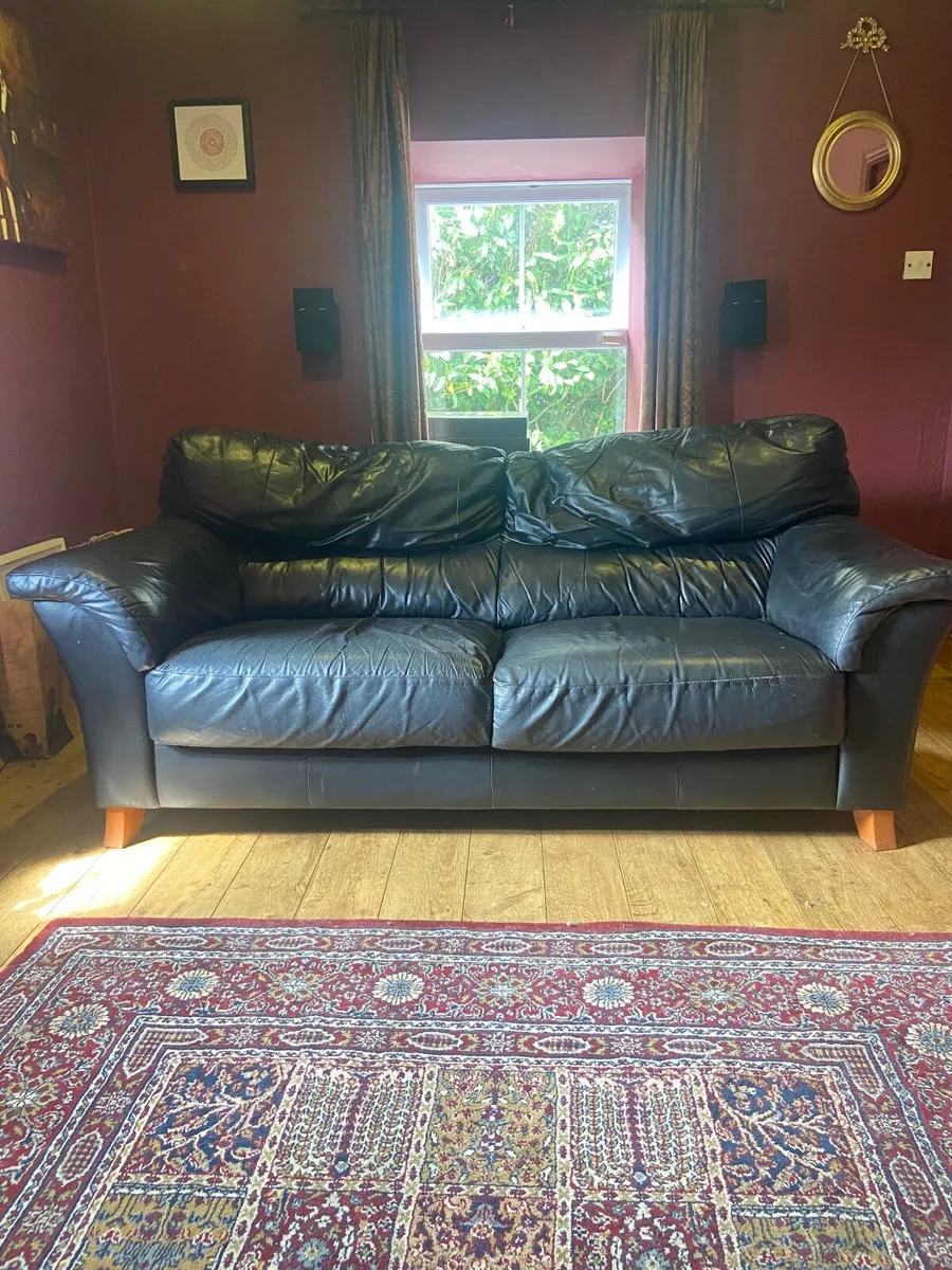 Sofa black leather - Image 1