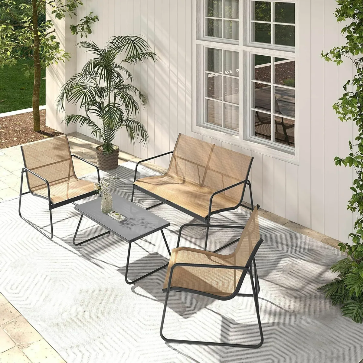 Grand patio Sets 4 Pieces Garden Table Chairs desk - Image 1
