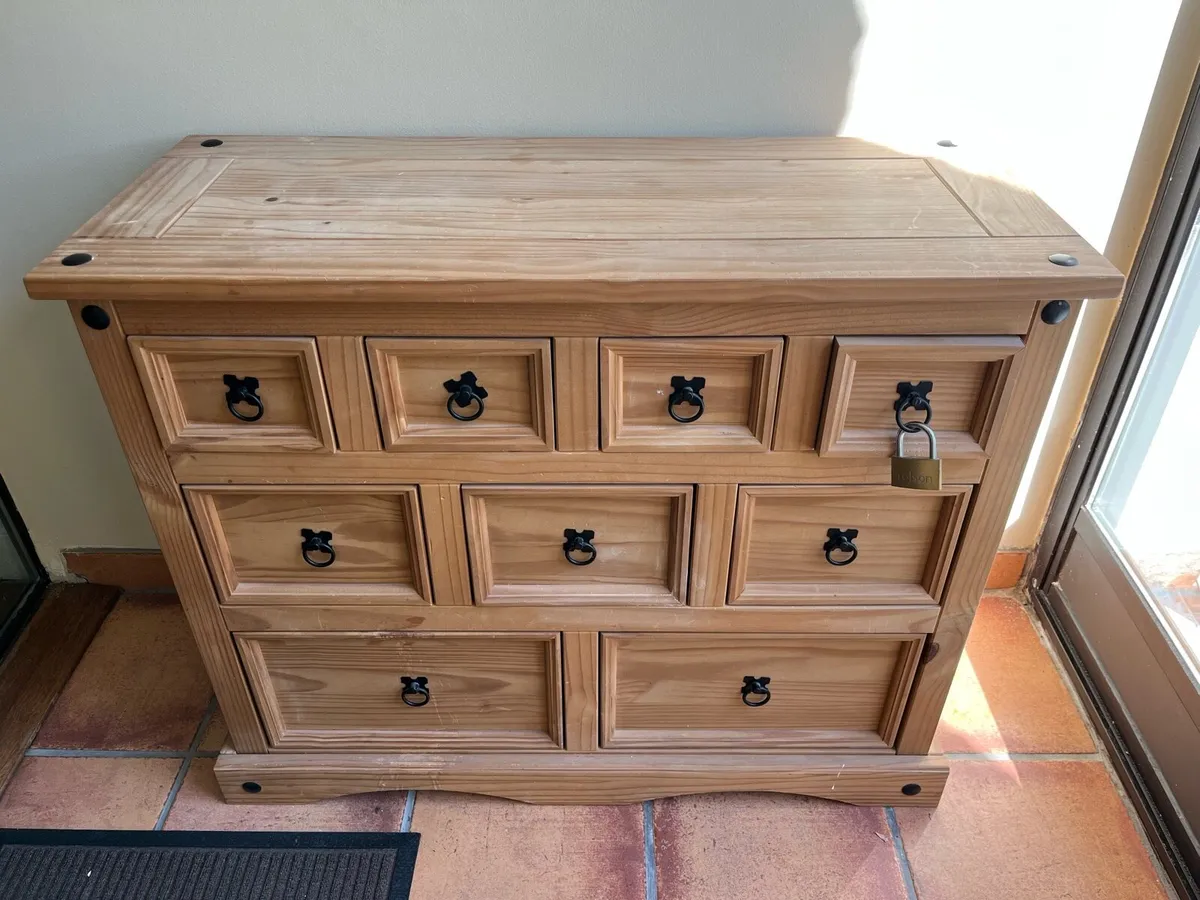Mexican Pine Cabinet/ Drawer Set - Image 1