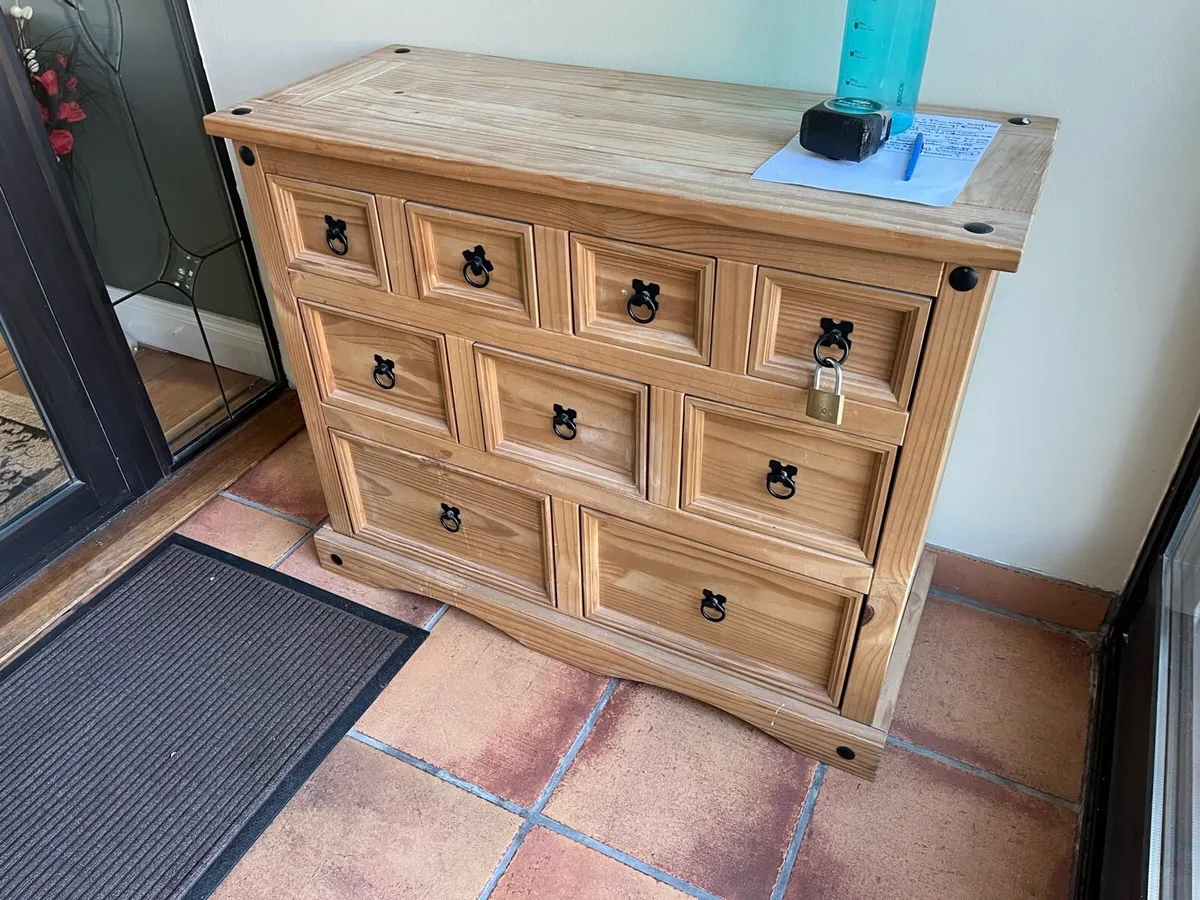 Mexican Pine Cabinet/ Drawer Set - Image 3