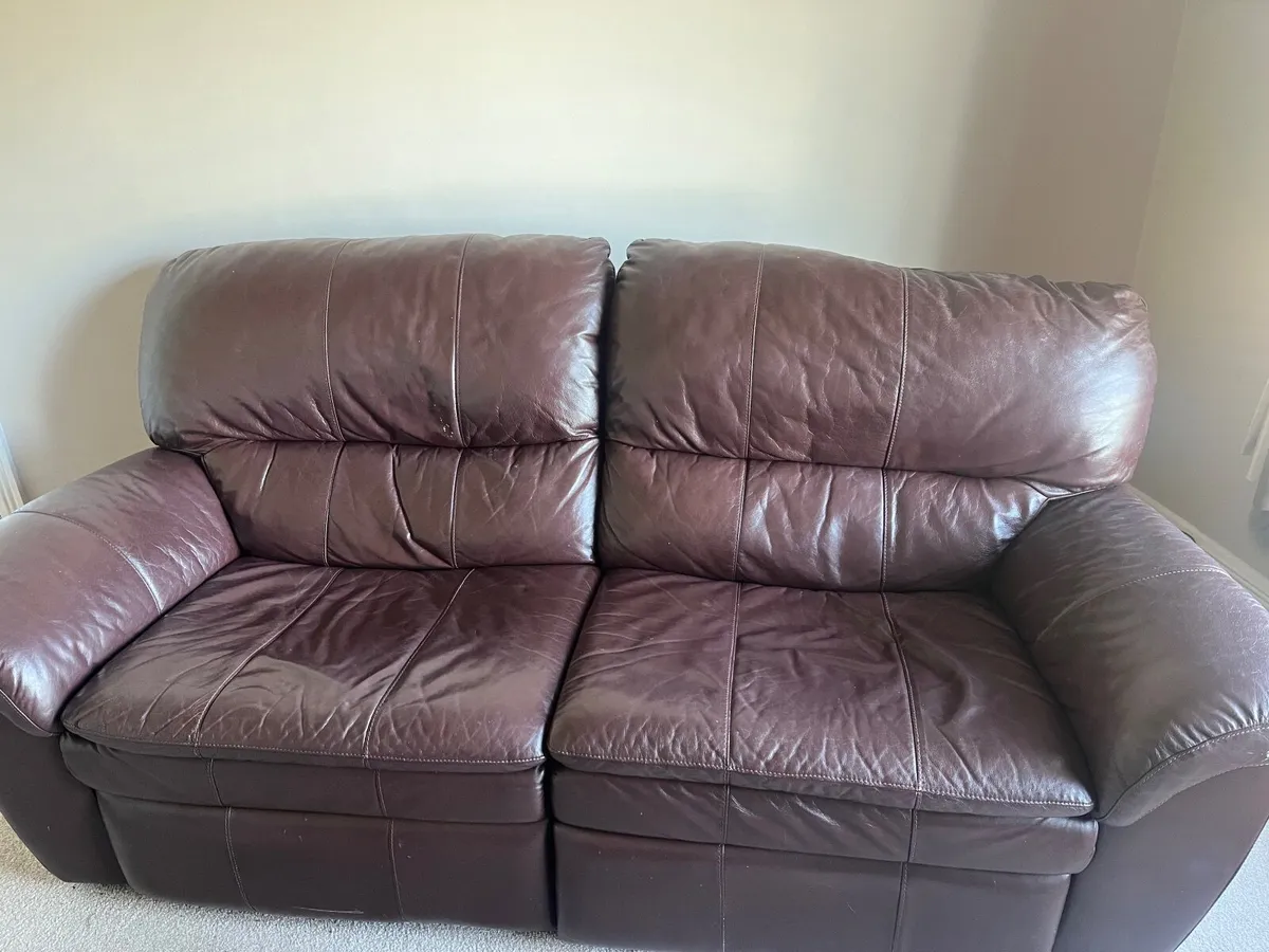 Genuine Brown leather 3,2 & 1 seater - Image 2