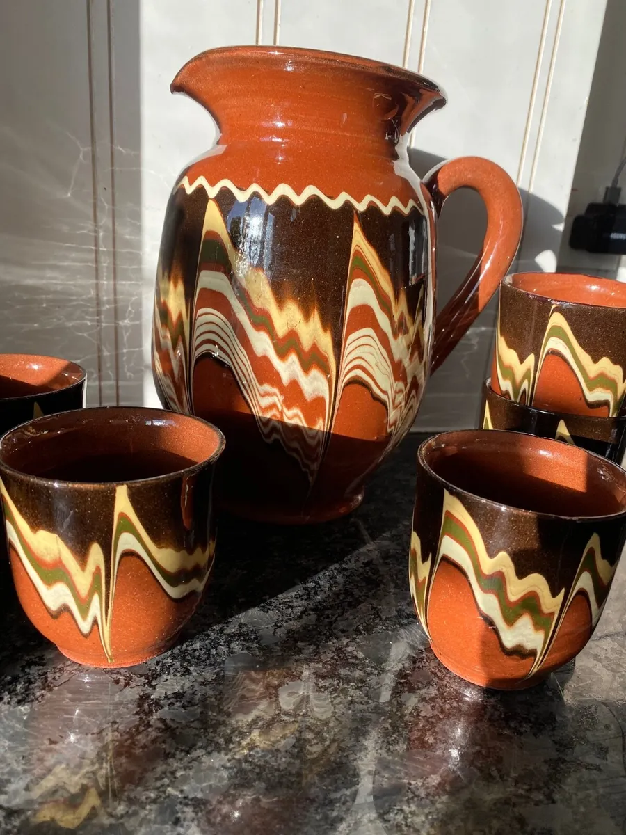 Jug & goblets - earthenware - Image 3