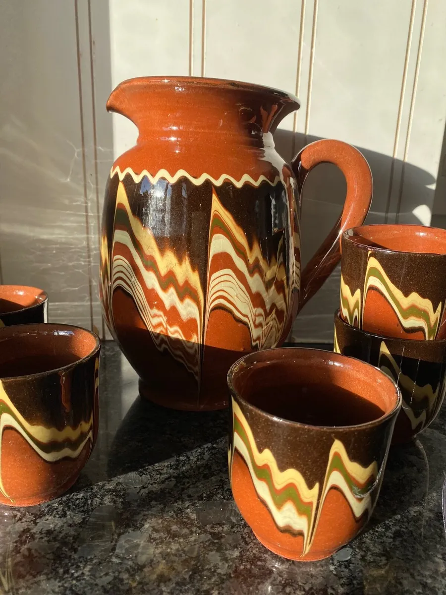 Jug & goblets - earthenware - Image 4