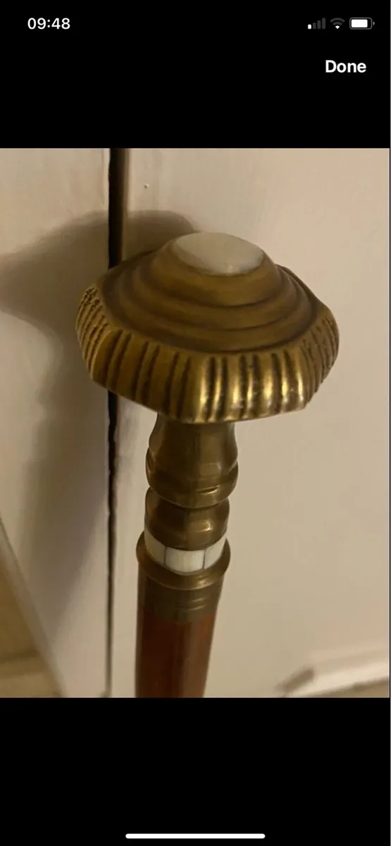 Timber/ Brass /Mother of Pearl Walking Stick - Image 1