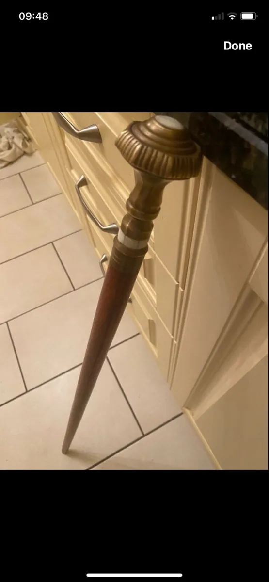 Timber/ Brass /Mother of Pearl Walking Stick - Image 2