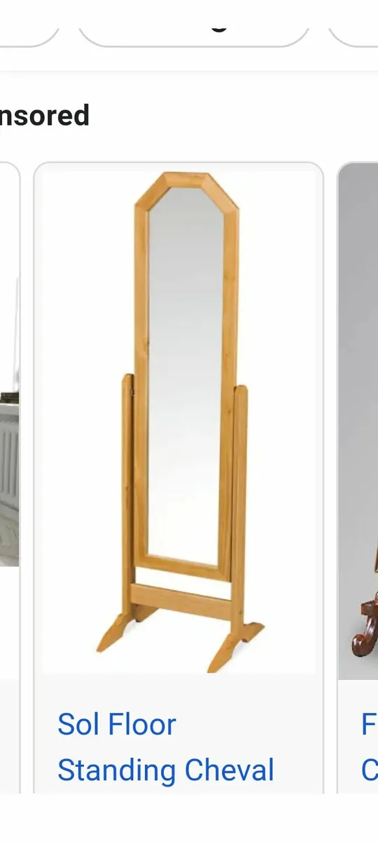 Full length wooden cheval bedroom mirror - Image 1