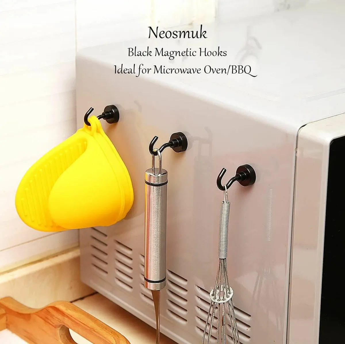 Black Magnetic Hooks, 22 lb+ Heavy Duty for Fridge - Image 2