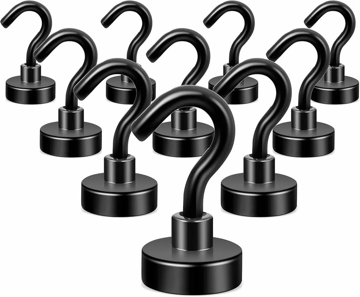 Black Magnetic Hooks, 22 lb+ Heavy Duty for Fridge - Image 1