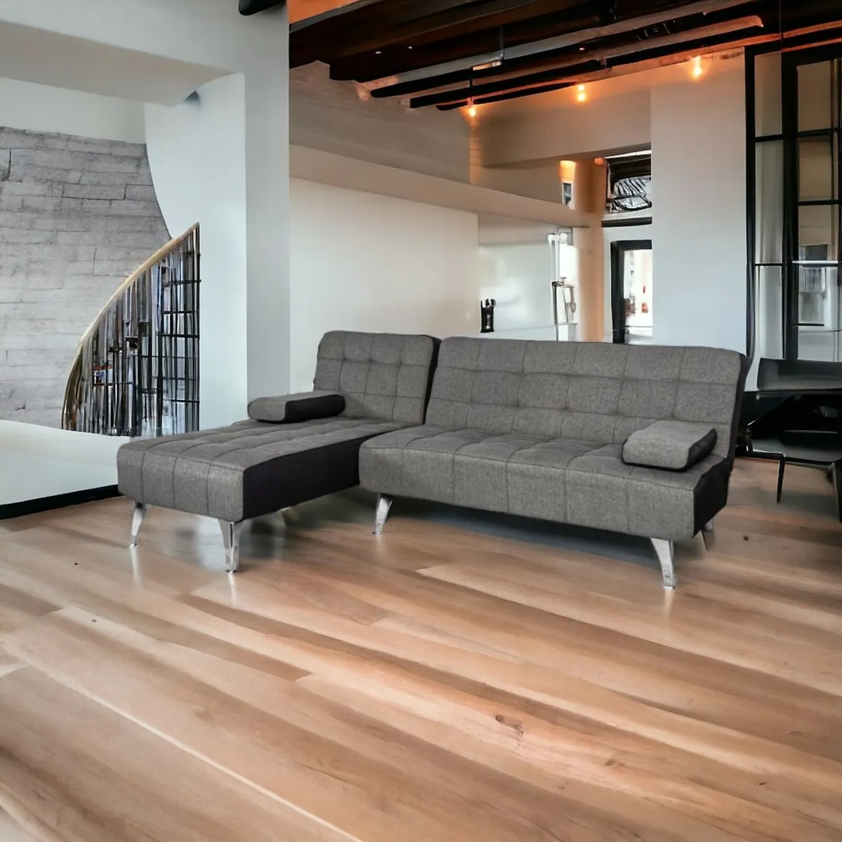 Chic Dark Grey L-Shaped Sofa Bed - Cozy Design - Image 1