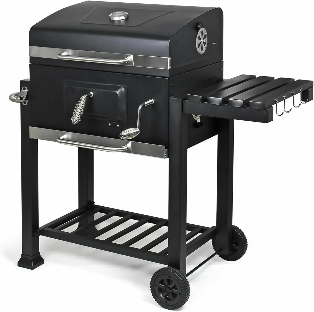 BBQ Charcoal Trolley with Wheels, Side Shelf - Image 4