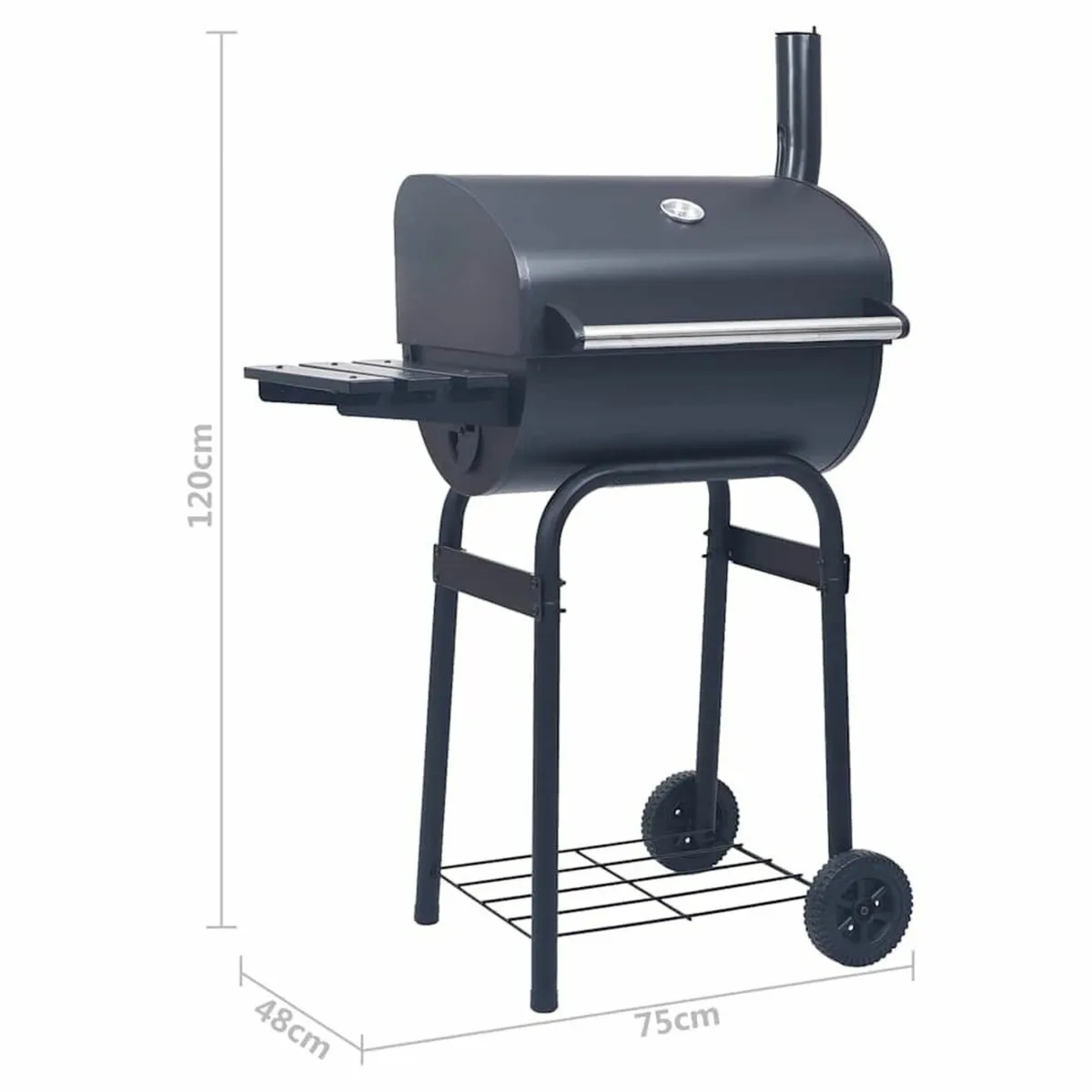 Charcoal BBQ Grill Smoker with Bottom Shelf Black - Image 1