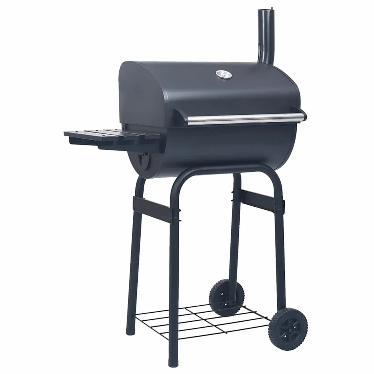 Charcoal BBQ Grill Smoker with Bottom Shelf Black - Image 2