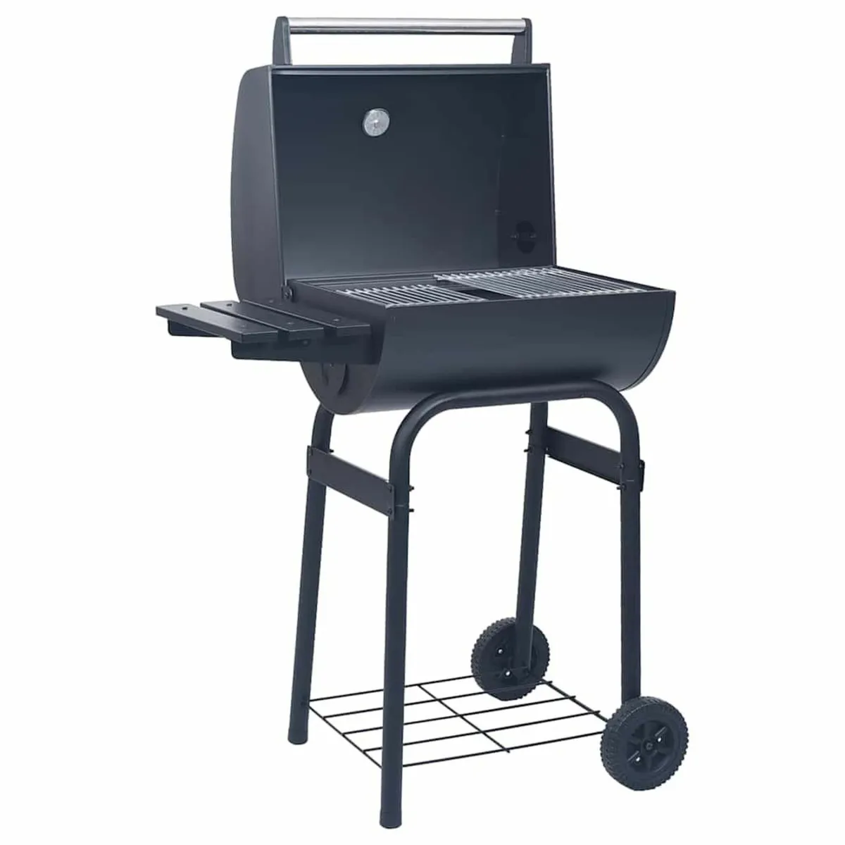 Charcoal BBQ Grill Smoker with Bottom Shelf Black - Image 4