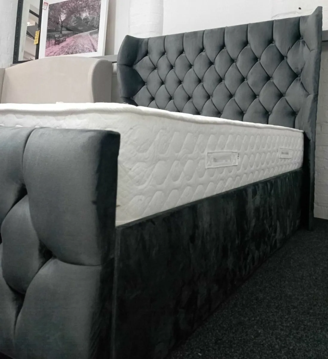 Frame Wingback Beds with mattress - Image 3