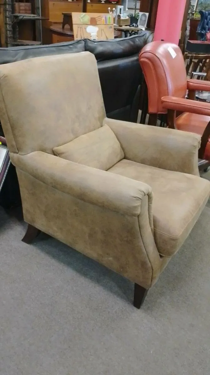Modern Brown Nu Buk Armchair - Image 1