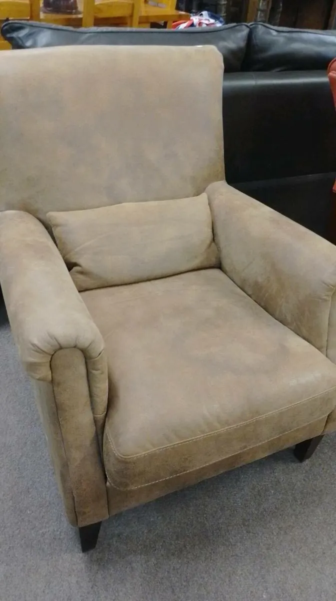 Modern Brown Nu Buk Armchair - Image 2