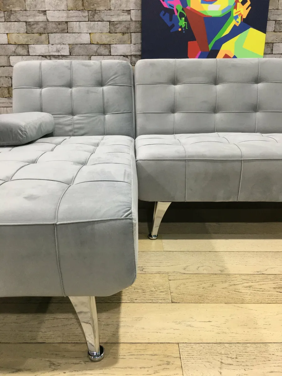 Sleek Light Grey L-Shaped Sofa Bed - Trendy Look - Image 2