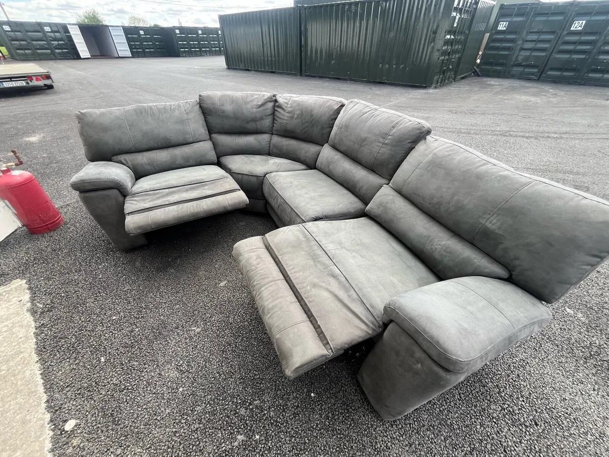 grey corner recliner sofa couch chair furniture - Image 1