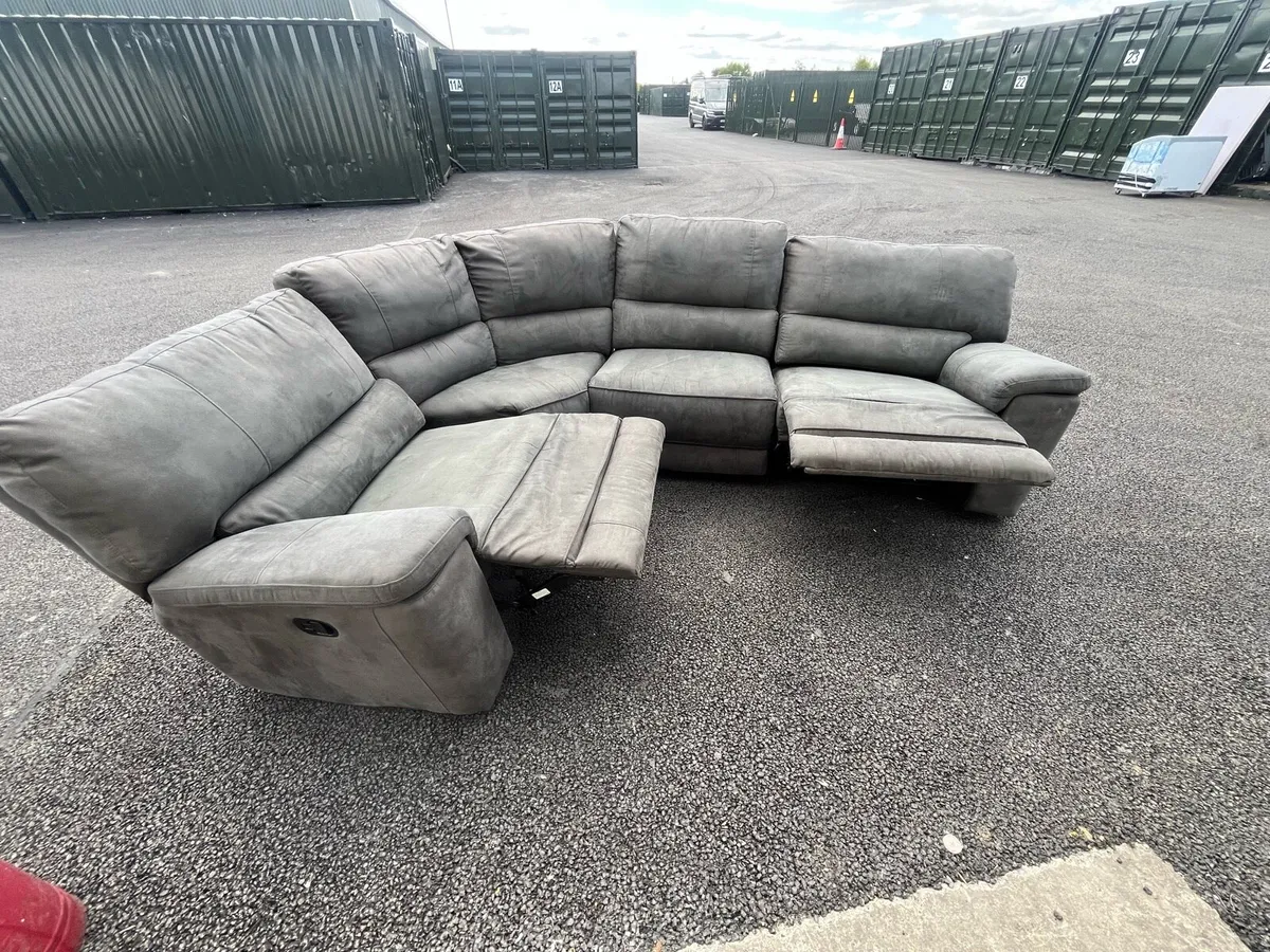 grey corner recliner sofa couch chair furniture - Image 2