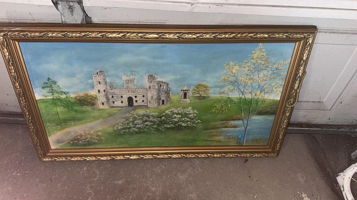 Vintage framed large canvas print - Image 1
