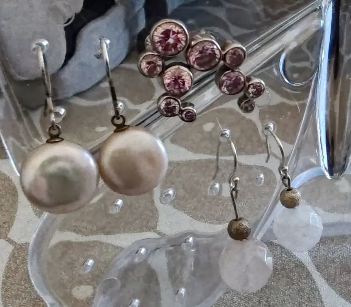 3 pr. Sterling silver earrings - Image 1