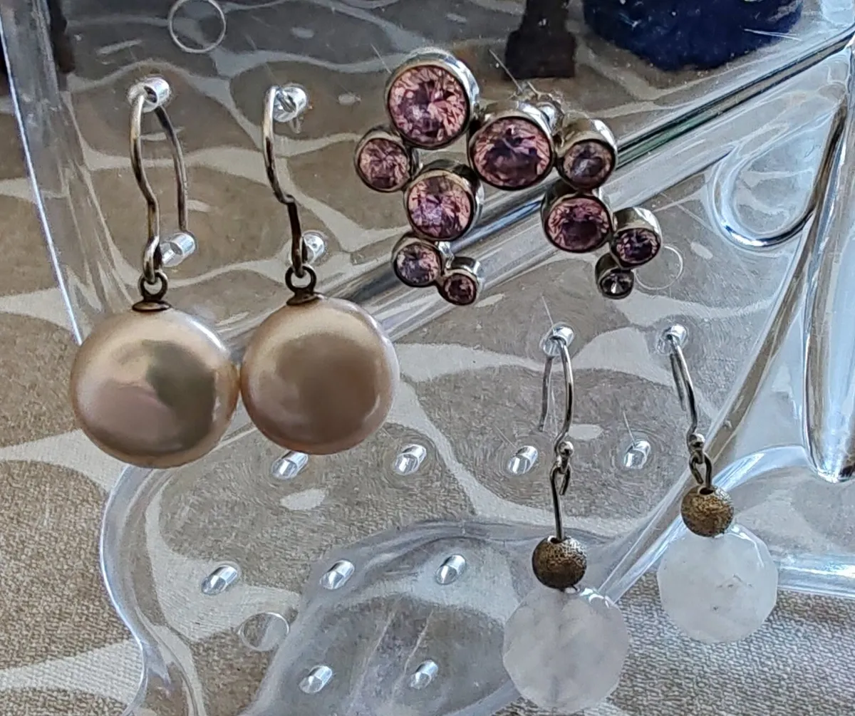 3 pr. Sterling silver earrings - Image 2