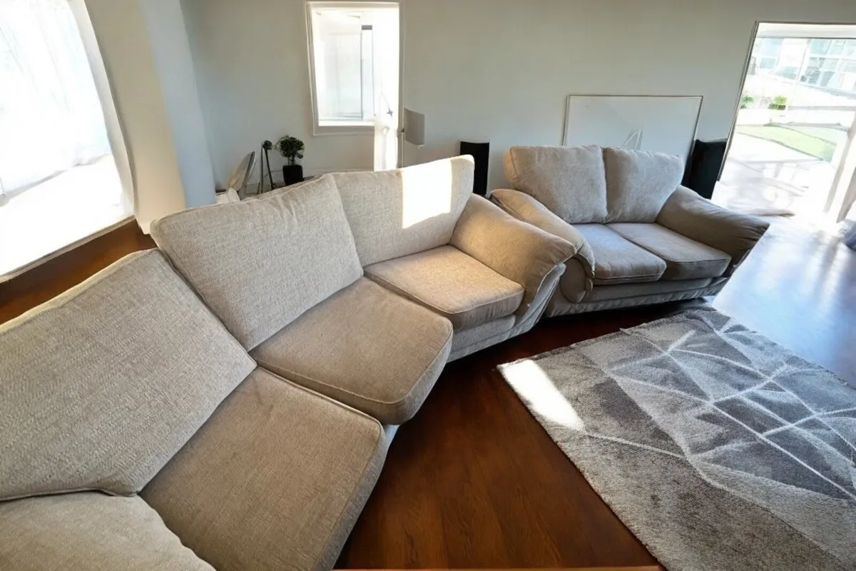 Beige curved 3 seater + matching 2 seater couch - Image 1