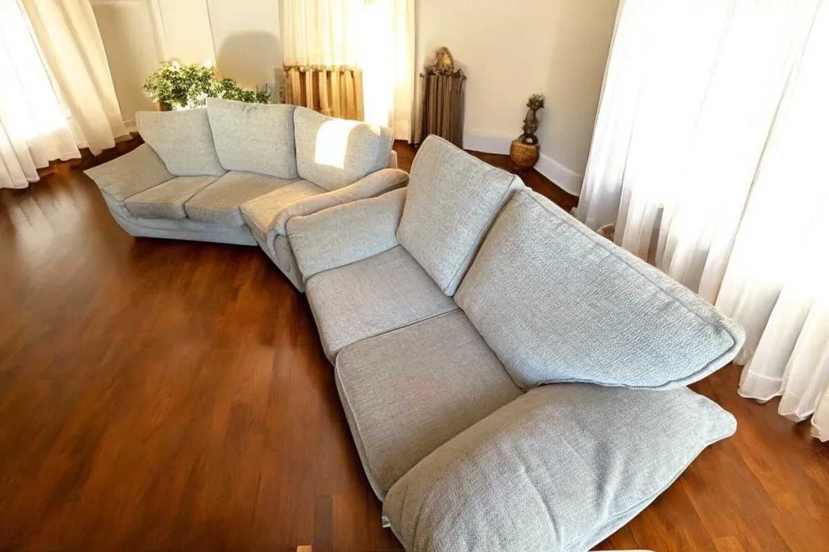 Beige curved 3 seater + matching 2 seater couch - Image 2