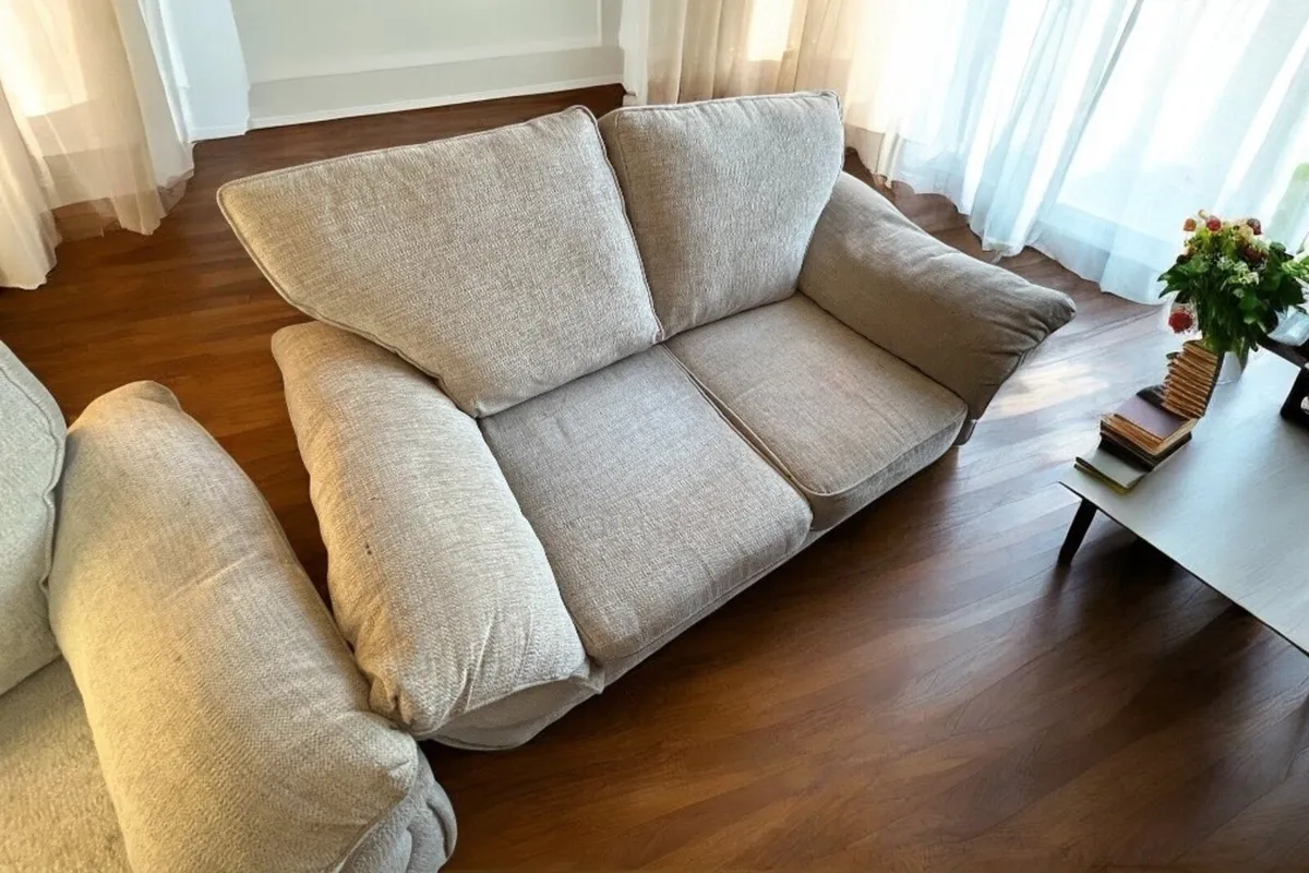 Beige curved 3 seater + matching 2 seater couch - Image 4