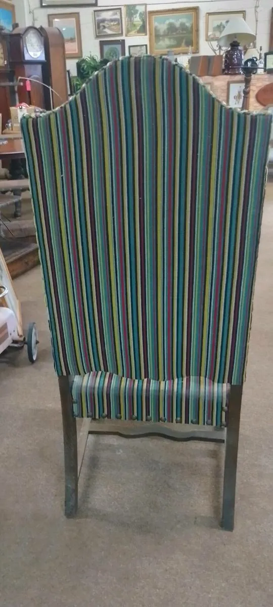 Large Decorative Stripped Oak Framed Chair - Image 4