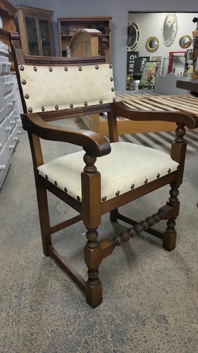 Vintage old charm extendable oak table, 6 chairs - Image 4