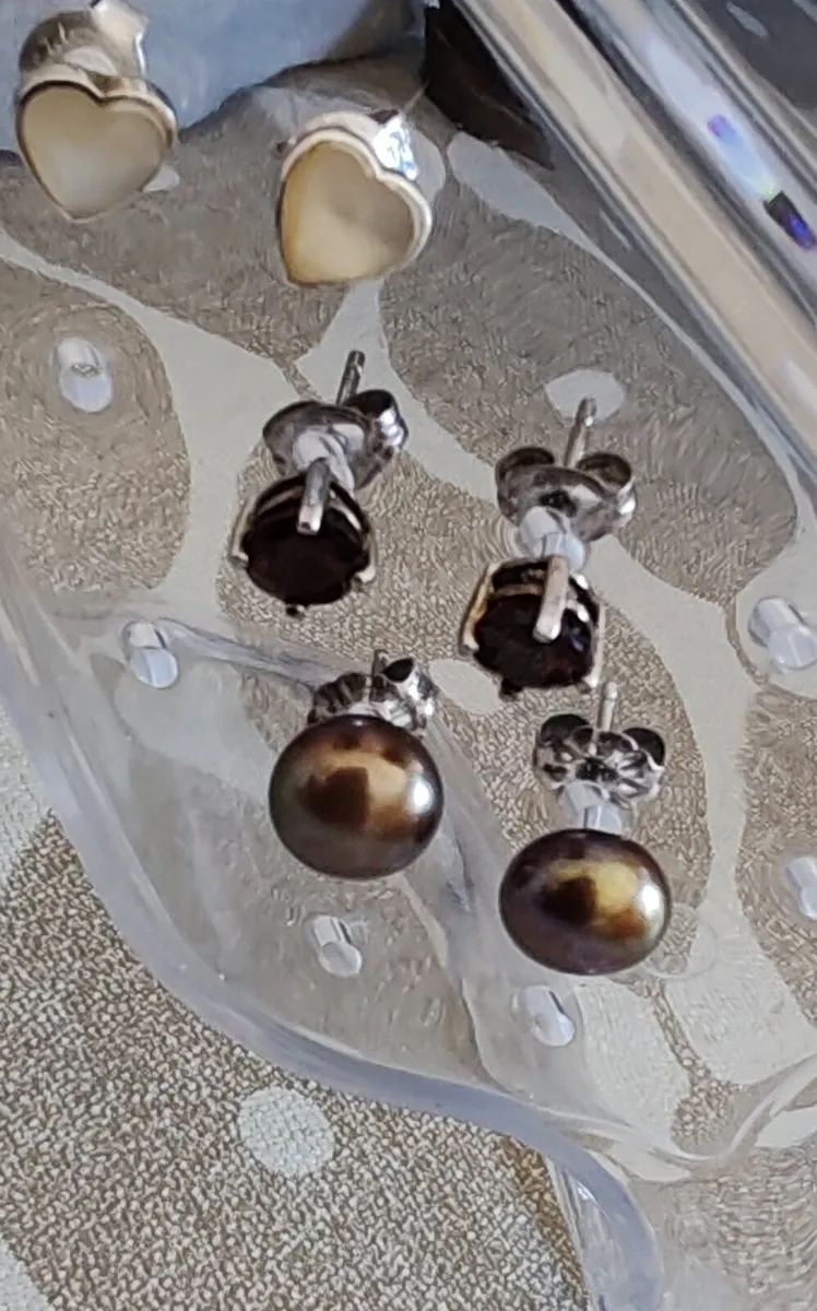 3 pr sterling silver stud earrings - Image 3