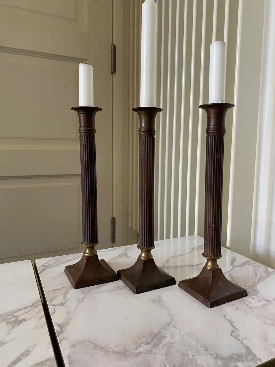 Candlesticks - classic columns in brass - Image 2