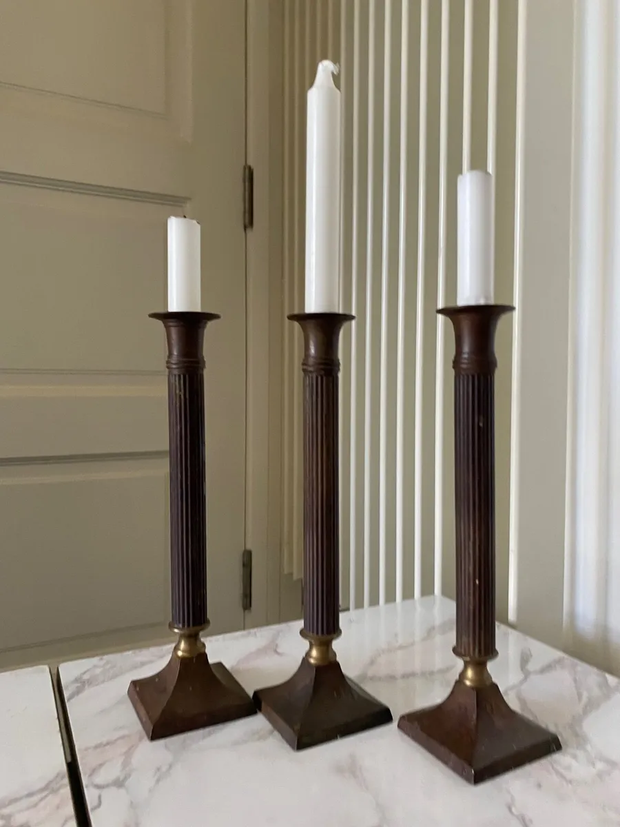 Candlesticks - classic columns in brass - Image 3