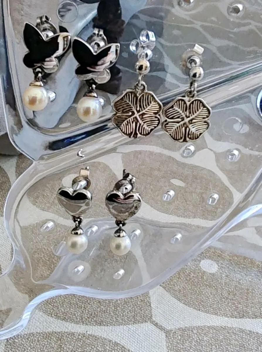3 pr sterling silver earrings - Image 4