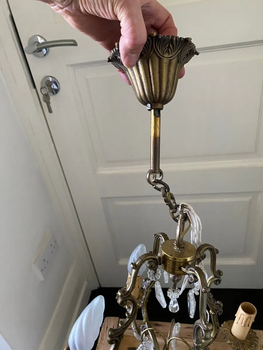 Chandelier - brass with crystal droplets - Image 3