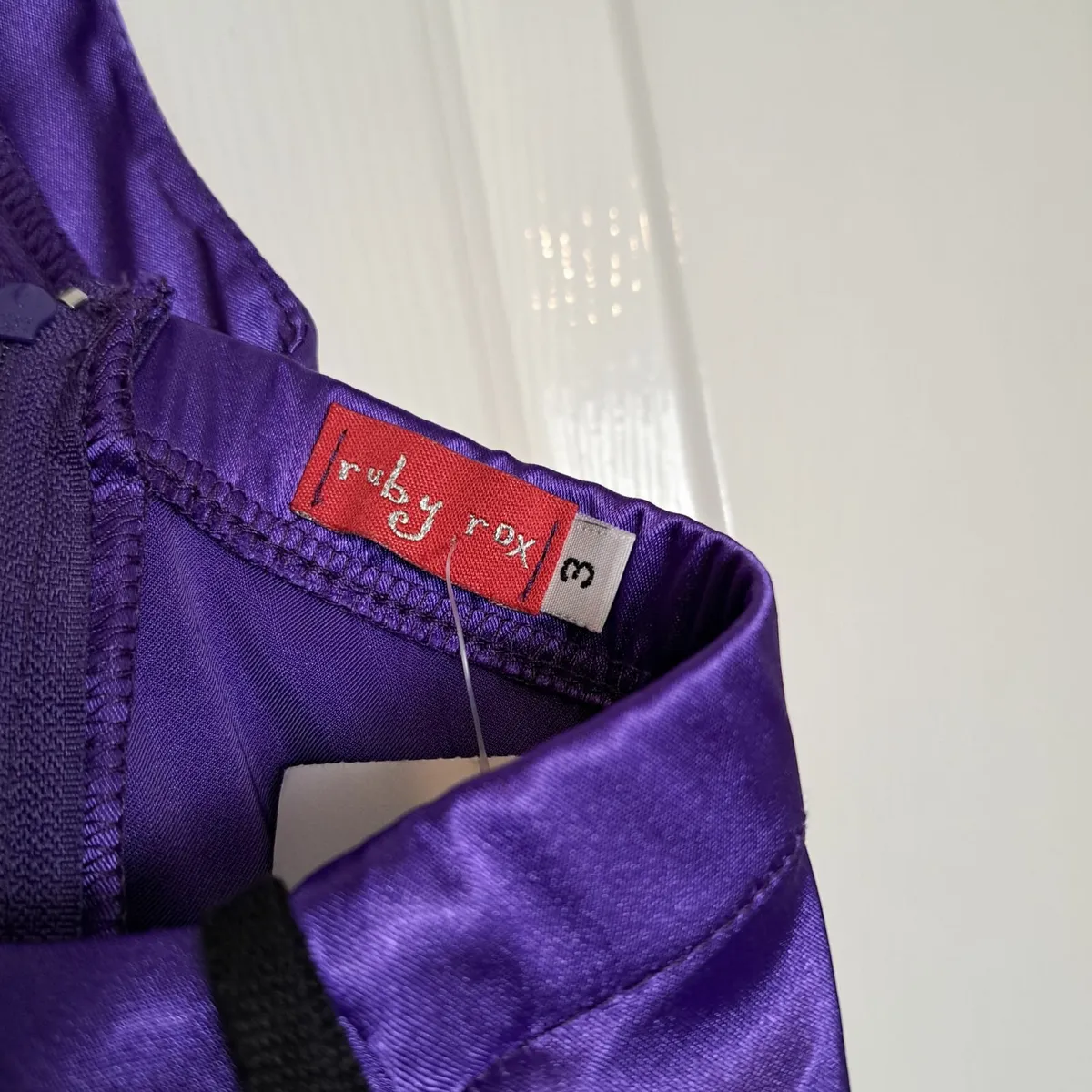 Y2K Babydoll Purple Mini Satin Dress 6UK Ruby Fox - Image 2