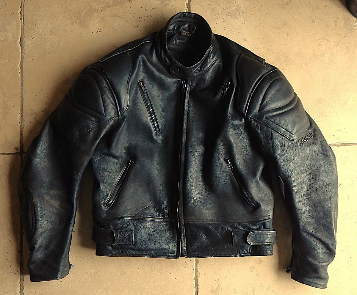 Riossi Vintage Black Cowhide Motorcycle Jacket - Image 1