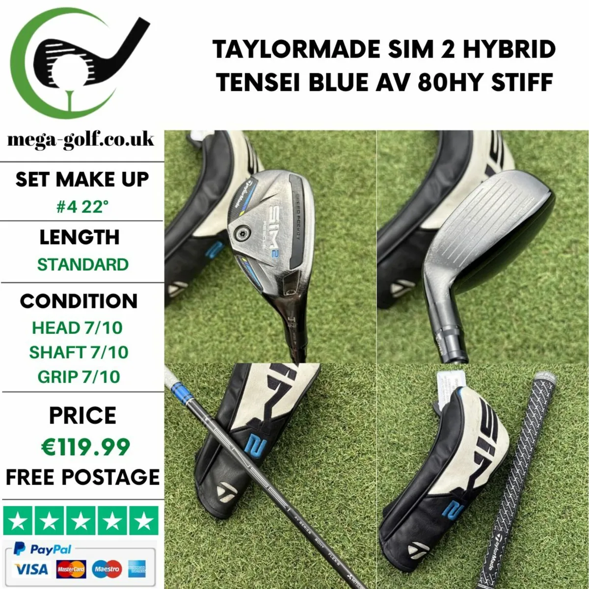 TAYLORMADE SIM 2 HYBRID / #4 22° / STIFF - Image 1