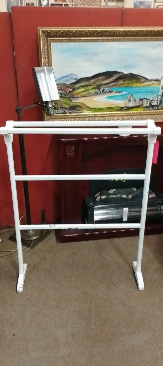 Painted Victorian Pine Towel Rail - Image 1
