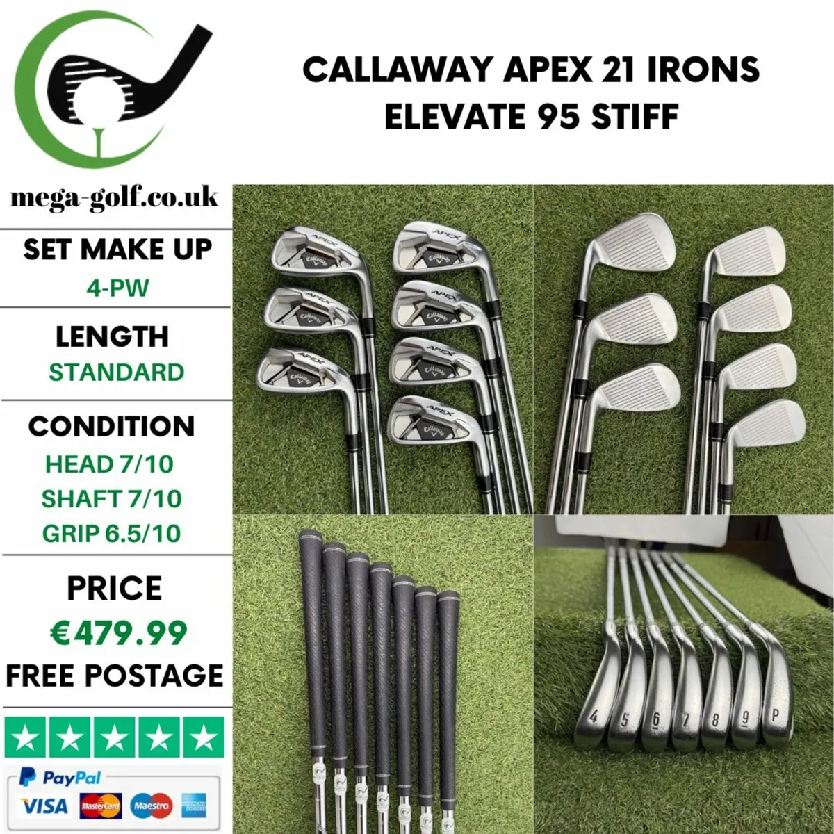 CALLAWAY APEX 21 IRONS / 4-PW / ELEVATE 95 STIFF - Image 1