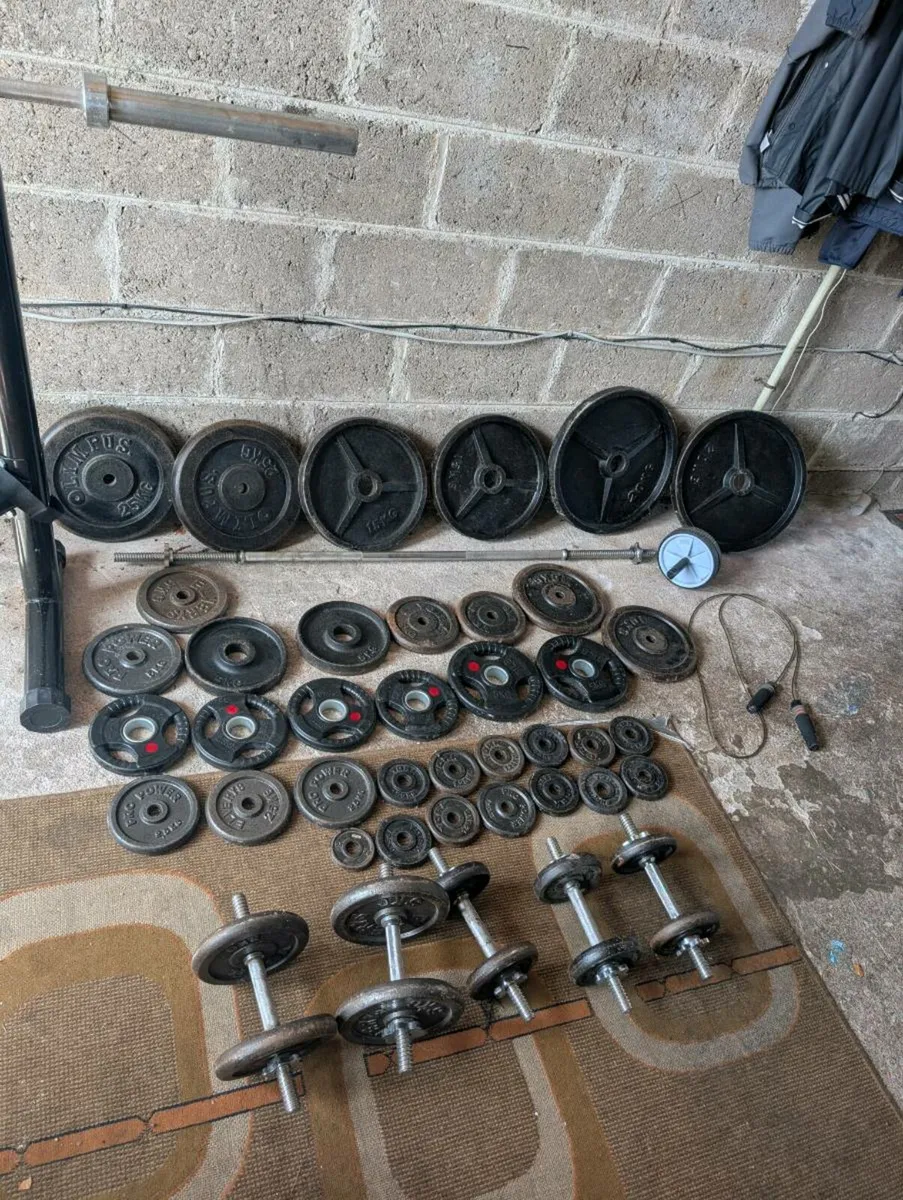 Home Gym with Olympic Bar, Rack & Bench - Image 2