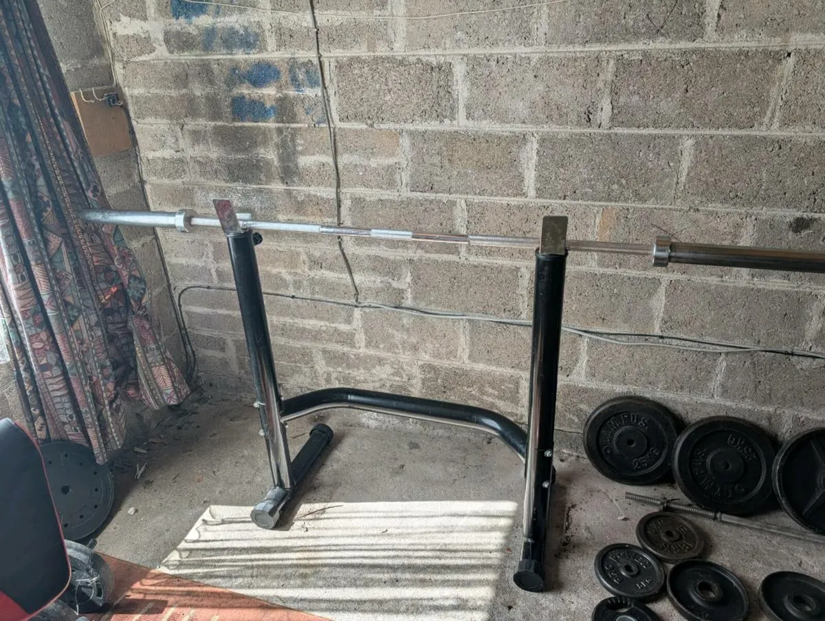 Home Gym with Olympic Bar, Rack & Bench - Image 3