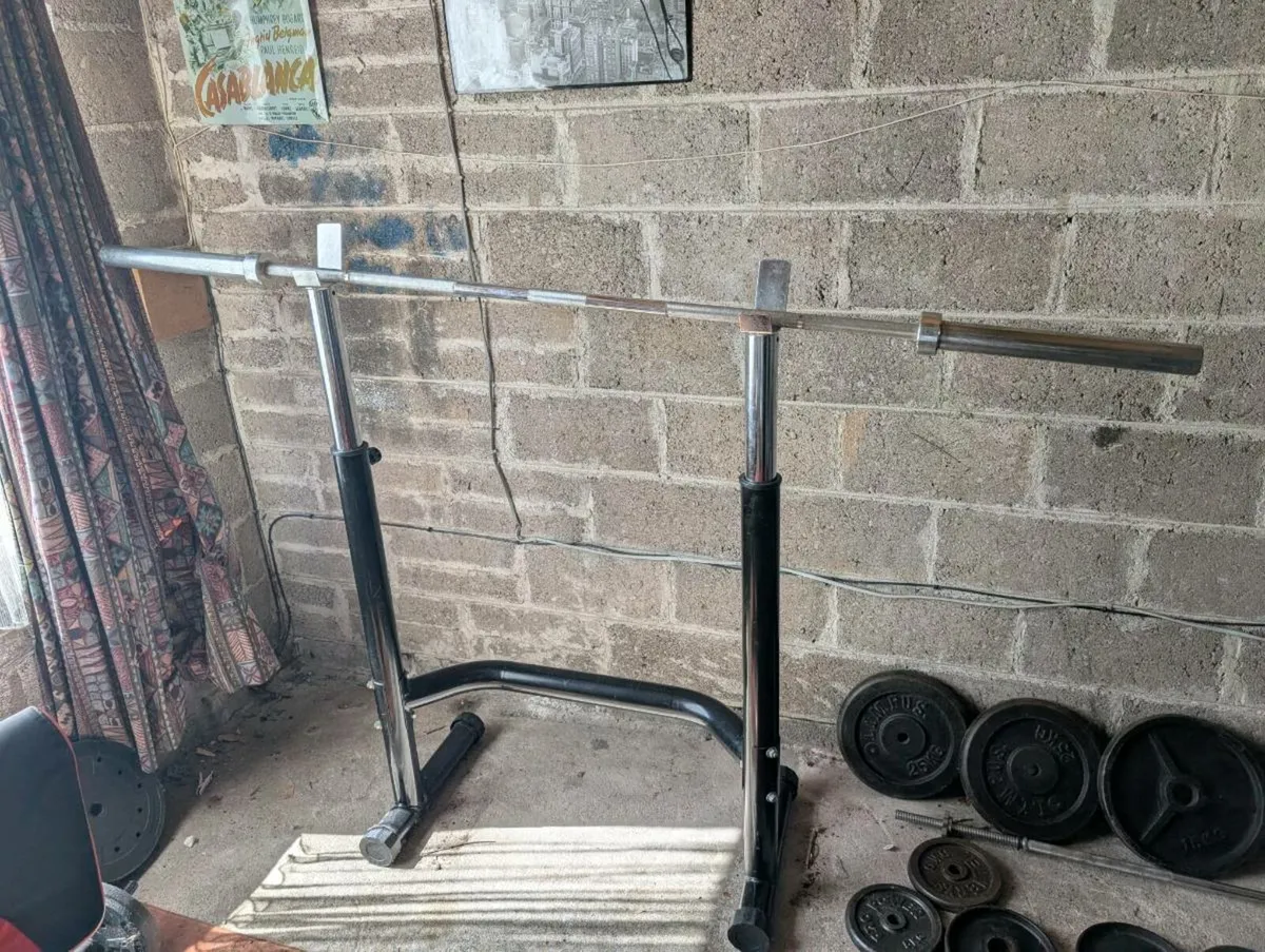 Home Gym with Olympic Bar, Rack & Bench - Image 4
