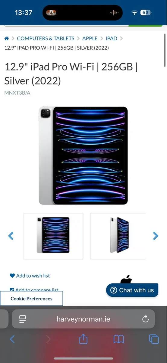 12.9" iPad Pro Wi-Fi | 256GB | Silver (2022) - Image 3