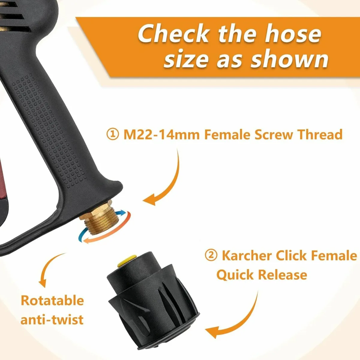 High Pressure Washer Gun with M22 14MM Fitting Hos - Image 1